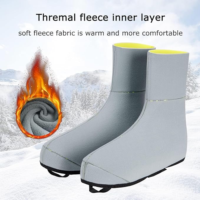GEWAGE Cycling Shoe Covers Winter Thermal Warm Cycling Overshoes Water Resistant Windproof Bike Bicycle Shoe Covers for Man Woman (Yellow, Large)