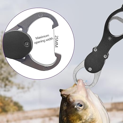 Eupheng 11.4'' Heavy-Duty Fish Gripper with Scale Rustproof Aluminum Body, Non-Slip Rubber Handle, Built-in Weight Estimator & Wrist Lanyard