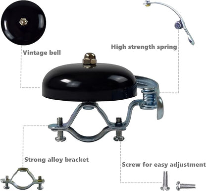 Classic Bell, Loud Crisp Clear Sound Bicycle Accessories for Adults Youths, Stylish Horn for Road and Mountain Bikes