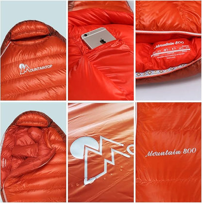 Mountaintop Down Sleeping Bag, 15F 650 Fill Power - Ultralight Compact Portable Hiking Camping Sleeping Bag with Compression Sack for Adults, Teens