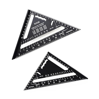 7 inch Rafter Square Triangle Ruler Angle Ruler Aluminum Alloy Double Scale Carpenter Triangle Square Rafter Tool Mensurement Tool for Woodworking and Carpentry