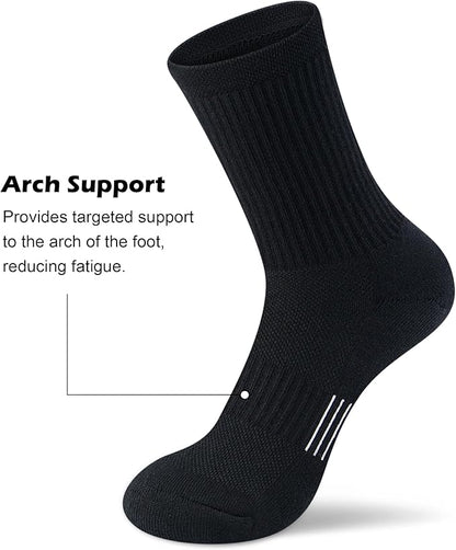 Gonii Women Athletic Crew Socks 5-6 Pairs - Comfort & Cushioned for Running, Hiking, Sports Arch Compression Socks