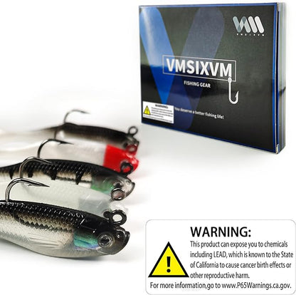 Soft Fishing Lures Shad Minnow Swimbaits, Pre-Rigged Jig Heads Paddle Tail Swim Baits for Bass, Trout, Walleye, Crappie, Sinking Jigs Bait for Saltwater Freshwater, Fishing Gifts for Men