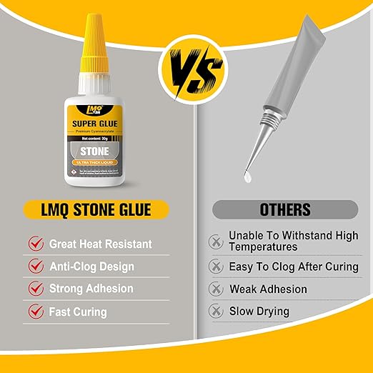 Stone Super Glue Liquid, Clear Instant Cyanoacrylate Adhesive for Stone, All Purpose CA Glue for Shoe Ceramic Repair Plastic Leather Glass Wood Metal Pottery Aquarium Porcelain Fletching Waterproof