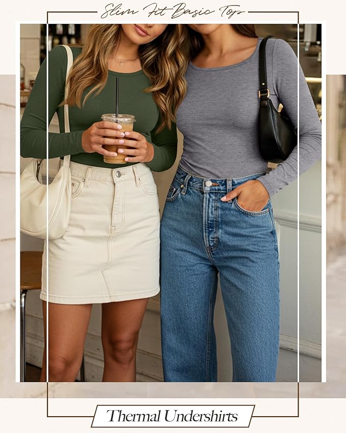 Neer 3 Pack Women's Thermal Shirts Long Sleeve Crew Neck Fleece Lined Undershirts Slim Fit Basic Tops Winter Base Layer