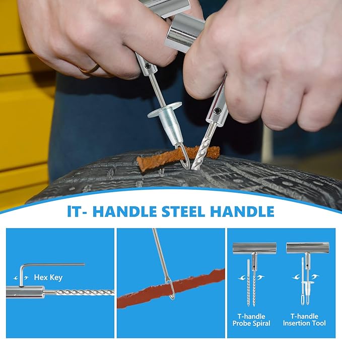 Tire Repair Kit,117pcs Heavy Duty Tire Plug Kit,with Universal Tire Patch Kit to Plug Flats for Car/Motorcycle/Truck/Tractor/Trailer/RV/ATV