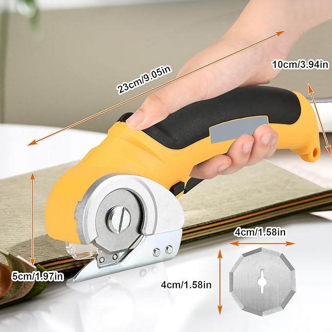 Cordless Electric Scissors 4.2V Fabric Scissors With Safety Lock Rotary Cutter Rechargeable Powerful Fabric Cutter With Blades Multi-Cutting Tools For Cardboard Carpet Leather