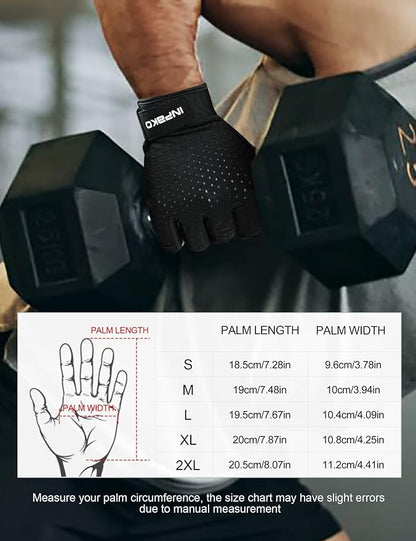 Workout Gloves for Men and Women, Half-Finger Gym Gloves, Shock-Absorbing, Anti-Slip & Breathable Exercise Gloves, Black