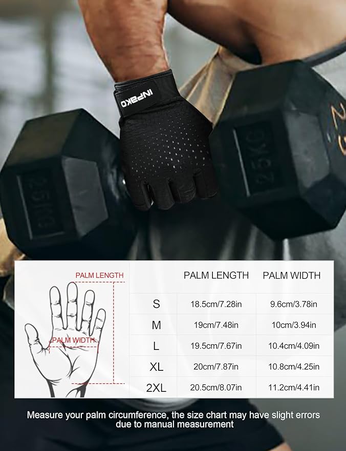 Workout Gloves for Men and Women, Half-Finger Gym Gloves, Shock-Absorbing, Anti-Slip & Breathable Exercise Gloves, Black