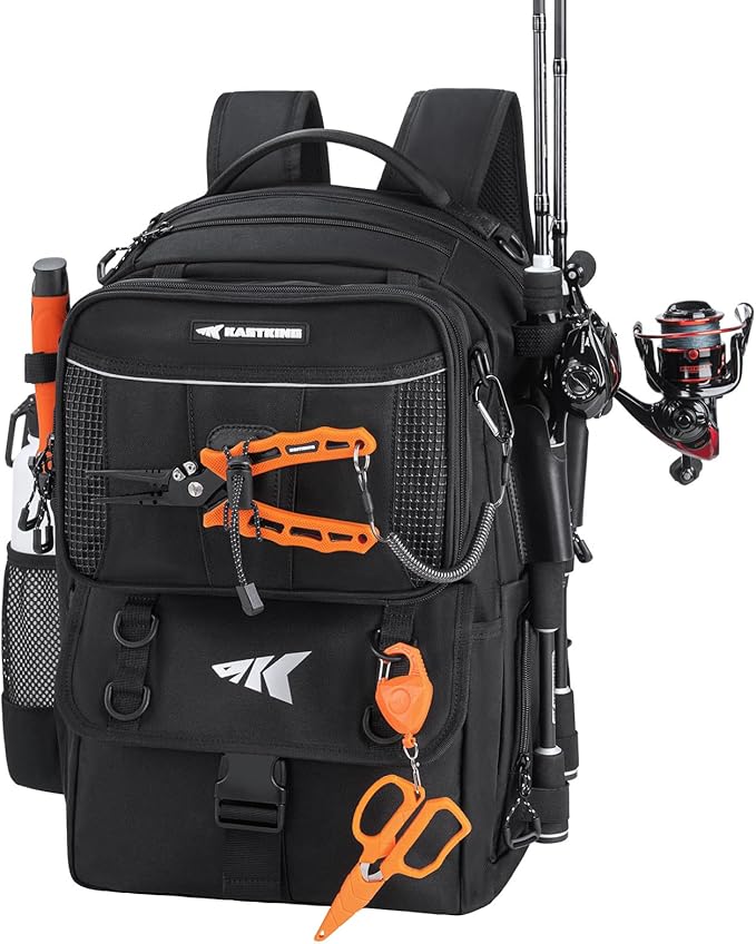 KastKing BaitSpace 50L Fishing Tackle Backpack with Removable Bait Binder,2 Rod Holders Storage Fishing Gear and Equipment