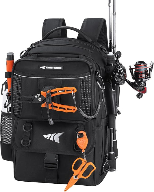 KastKing BaitSpace 50L Fishing Tackle Backpack with Removable Bait Binder,2 Rod Holders Storage Fishing Gear and Equipment