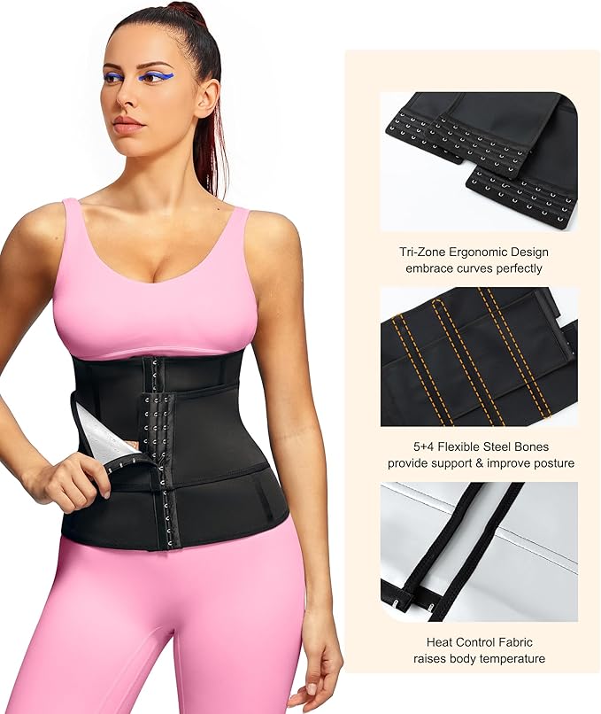 LEINIDINA Waist Trainer for Women Corset Shapewear Segmented Sweat Waist Trimmer for Women Workout Belt