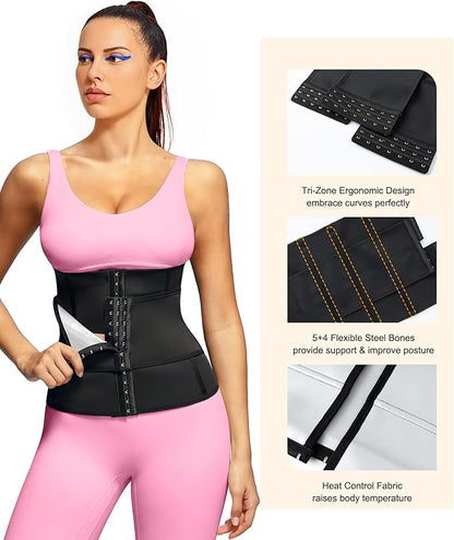 LEINIDINA Waist Trainer for Women Corset Shapewear Segmented Sweat Waist Trimmer for Women Workout Belt