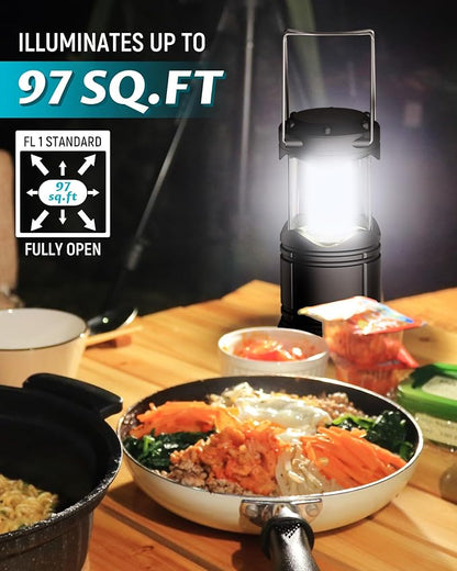 Lichamp 4 Pack LED Camping Lanterns, Battery Powered Camping Lights LED Collapsible Flashlight Portable Emergency Supplies Kit, A4BK