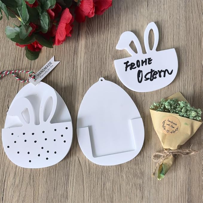 Silicone Molds for Easter Bunny Money & Card Holder, 2-Piece Set with Rabbit Ear Egg Design for Plaster of Paris and Resin, Reusable DIY Craft for Holiday Table Decor, Spring Centerpiece & Gifts