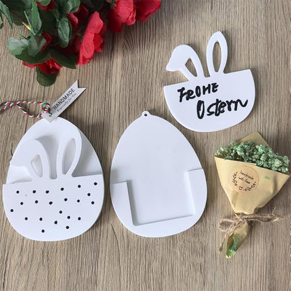 Silicone Molds for Easter Bunny Money & Card Holder, 2-Piece Set with Rabbit Ear Egg Design for Plaster of Paris and Resin, Reusable DIY Craft for Holiday Table Decor, Spring Centerpiece & Gifts