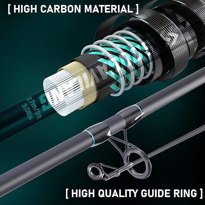 Sougayilang Surf Fishing Rod Combo Medium/Heavy 3 Piece Baitfeeder Spinning Combo with 4000 Size Reel for Travel