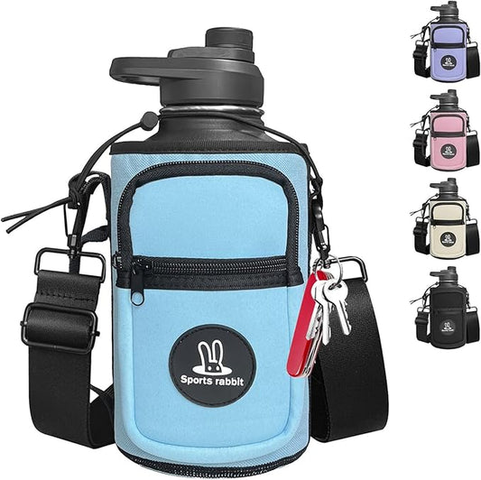 Sports rabbit Universal Water Bottle Holder – Durable Oxford & Neoprene Hybrid Design Compatible with Stanley 30/40oz Handled & 64/87oz Straight Tumblers, Adjustable Strap for Gym, Travel, Outdoors
