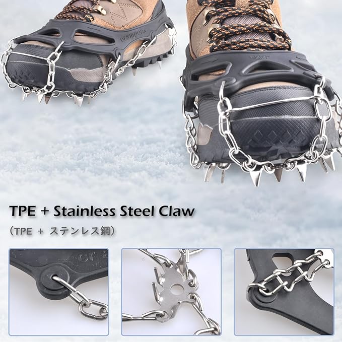 TRIWONDER Crampons for Boots Shoes Traction Ice Cleats Snow Grips Anti Slip Stainless Steel Micro Spikes for Hiking Fishing Walking Climbing Jogging Mountaineering