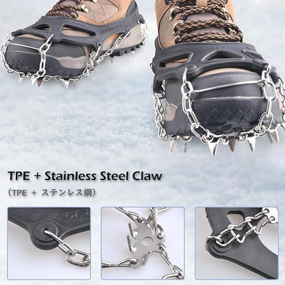 TRIWONDER Crampons for Boots Shoes Traction Ice Cleats Snow Grips Anti Slip Stainless Steel Micro Spikes for Hiking Fishing Walking Climbing Jogging Mountaineering