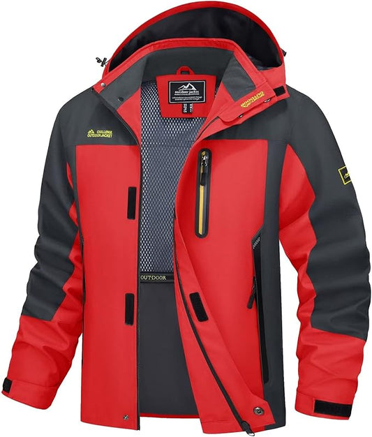 MAGCOMSEN Men's Hooded Windproof Water Resistant Rain Jacket Windbreaker 5 Pockets for Hiking,Fishing,Travel