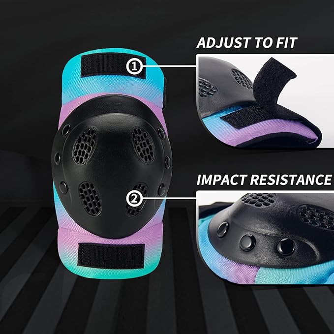 Skateboard Pads Kids/Youth/Adult Shield Elbow Pads and Wrist Guards Protective Gear,Strong Double Straps&Adjustable Easy-Fix Clips for Skateboarding,Rollerblading,ScooterRoller,Skating,Bicycle