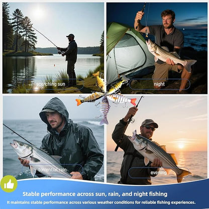 5PCS Lifelike Fishing Lure, Multi Jointed Swimbait Lures, Bionic Swimming Lure for Bass Trout Crappie Walleye Pike Bluegill Salmon, Glide Bait for Beginners, Amateurs and Professionals