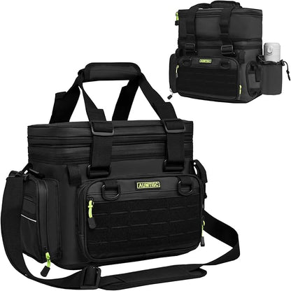 AUMTISC Fishing Tackle Bags for 3500/3600 Trays, Expandable Tackle Box Organizer Gear Storage Bag, with Rod Holders, Detachable Shoulder Strap, Freshwater or Saltwater Fishing Accessories Bags
