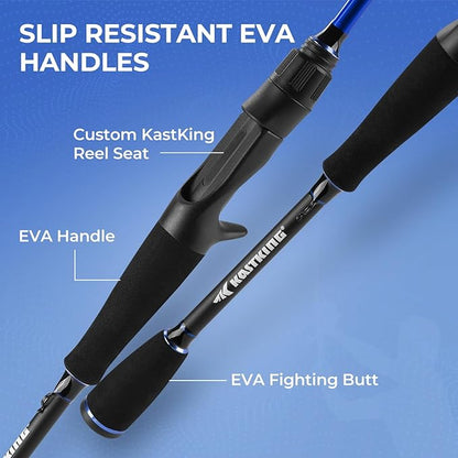 KastKing Centron Fishing Rod and Reel Combo, Spinning & Baitcasting Combos, IM6 Graphite 2Pc Blanks, Stainless Steel Guides with Ceramic Rings, Contoured EVA Handles & Fighting Butt