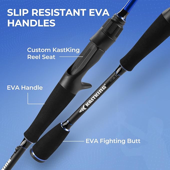 KastKing Centron Fishing Rod and Reel Combo, Spinning & Baitcasting Combos, IM6 Graphite 2Pc Blanks, Stainless Steel Guides with Ceramic Rings, Contoured EVA Handles & Fighting Butt