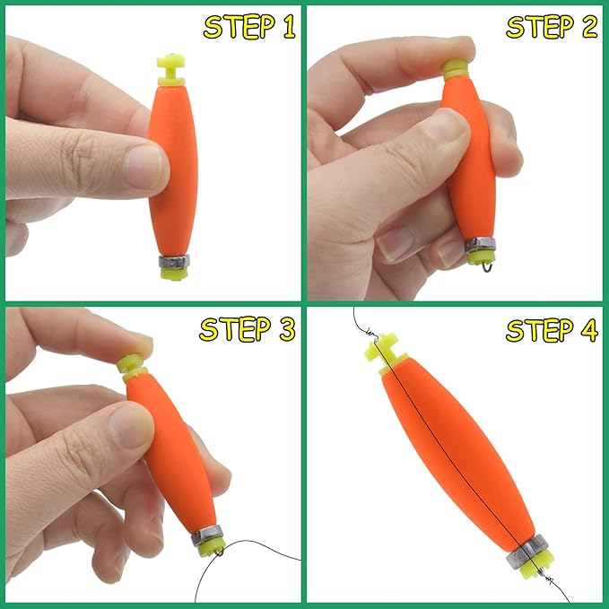 Fishing Bobbers Floats Set Foam Snap on Float Weighted Bobbers Fishing Push Button Snap-on Bobbers Spring Oval Fishing Floats Fishing Bobbers Assortment