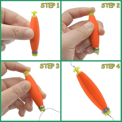 Fishing Bobbers Floats Set Foam Snap on Float Weighted Bobbers Fishing Push Button Snap-on Bobbers Spring Oval Fishing Floats Fishing Bobbers Assortment