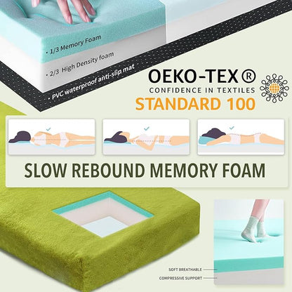 Sleeping Pad,3-inch Thick Memory Foam Camping Mattress,Portable Roll-Up Mat for Car/Tent/Floor/Cot/Travel,Comfortable Pad for Guests Sleepover