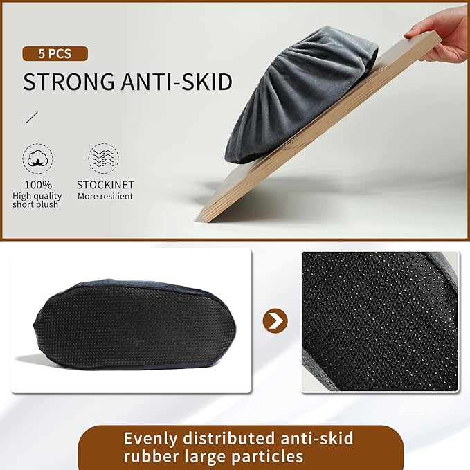 5 Pairs Reusable Shoe Covers, Non Slip Shoe Protectors Covers, Universal Soft Washable Thickened Foot Boot Shoe Covers for Indoors Home Laboratory (Grey)