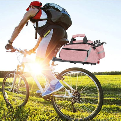 MOSISO Bike Rack Bag, Waterproof Bicycle Trunk Pannier Rear Seat Handbag Cycling Bike Carrier Reflective Backseat Cargo Storage Luggage Saddle Shoulder Bag with Water Bottle Holder&Handle