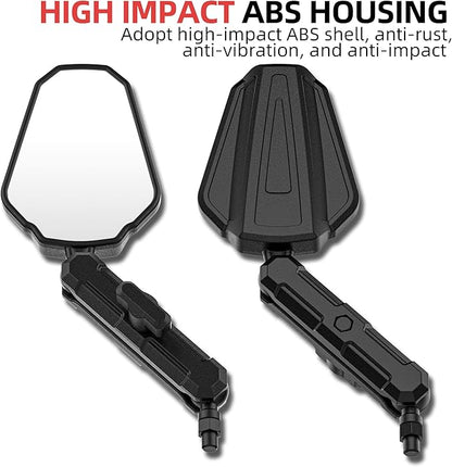 Upgraded Adventure Motorcycle Mirrors, Ball-Head ATV Rear View Mirror No Vibration & Wobble With 8/10MM Screw and 7/8" Handlebar Aluminum Mount Compatible with ATV Dirt Bike and More