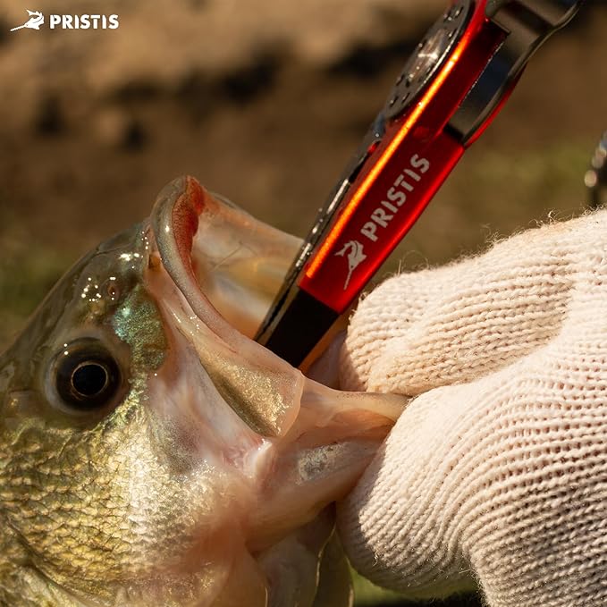 Pristis UTA II Fishing Pliers, Multi-Function Split Ring Plier Gear, Saltwater Resistant Teflon Coated Locking Hook Remover Cutter, Stainless Steel Top & Aluminum Body Tool Kit Tackle Set for Bass