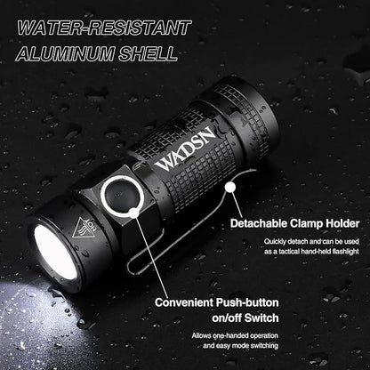 Helmet Light, Mini Clampable Tactical Flashlight with Strobe/Strong/Low Lamp, Compact Helmet Mounted LED with Fast Helmet Clip Rail, 400 Lumens Light for Outdoor Cycling Hiking