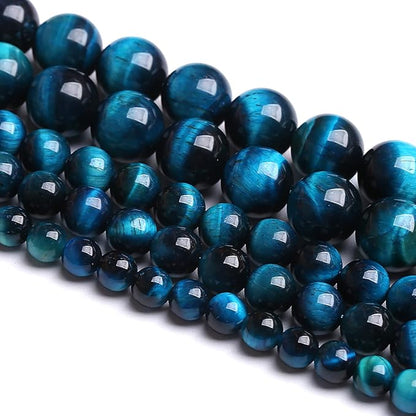 6mm 60PCS Blue Tiger Eye Beads Natural Stone Gemstone Spacer Loose Beads for Jewelry Making DIY Bracelet Semi Precious Beads Strand 15 inches
