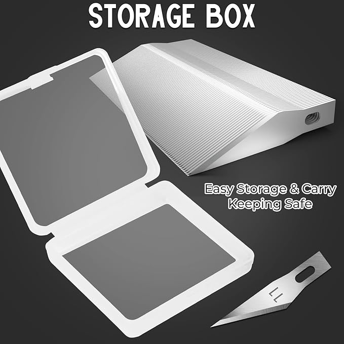 Jetmore 100 Pack Exacto Knife Blades, Hobby & Craft Knife Replacement Blades with Storage Box for Scrapbooking, Caving & Stencil