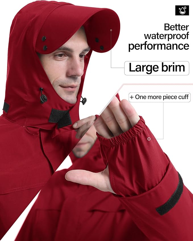 iCreek Rain Suit Waterproof Jacket with Pants 2 Pieces Breathable Lightweight Packable Raincoat with Hooded Rain Gear Unisex