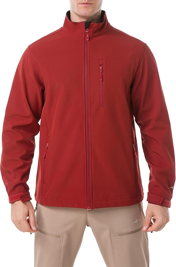 TRAILSIDE SUPPLY CO. Men's Softshell Jacket Fleece Lined Windbreaker,Lightweight Water Resistant Winter Coat