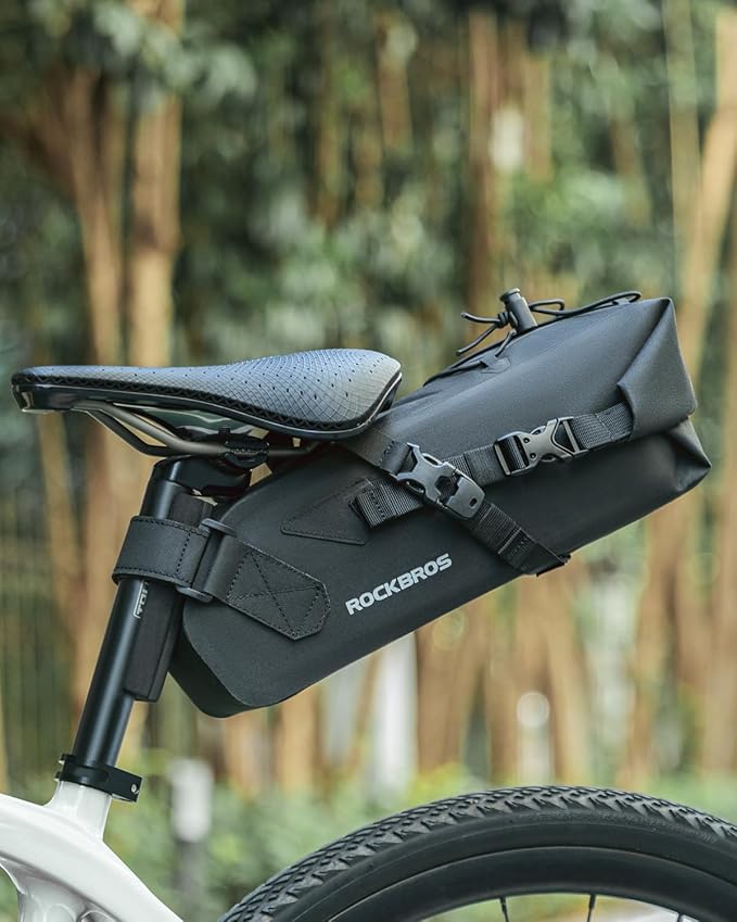 ROCKBROS Bikepacking Bag Bike Saddle Bag Large Capacity Bikepacking Seat Bag Waterproof Bike Seat Bag Max 3L