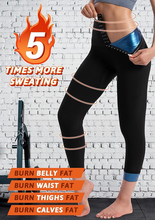 Sauna Pants Women Sweat Capris Slimming Leggings,Mesh Crotch,High Waist Workout Body Shaper Suits