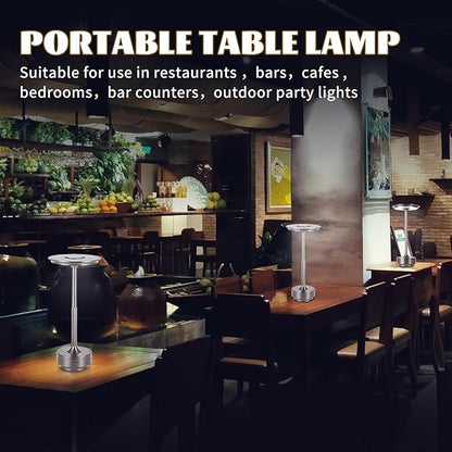 Rechargeable Cordless LED Table Lamps Touch Sensor Light, 3-Levels Portable Dimming Wireless Battery Operated Lamp，Nightstand Lamp/Night Light/Restaurant Table/Outdoor/Coffee/Bar (Grey)