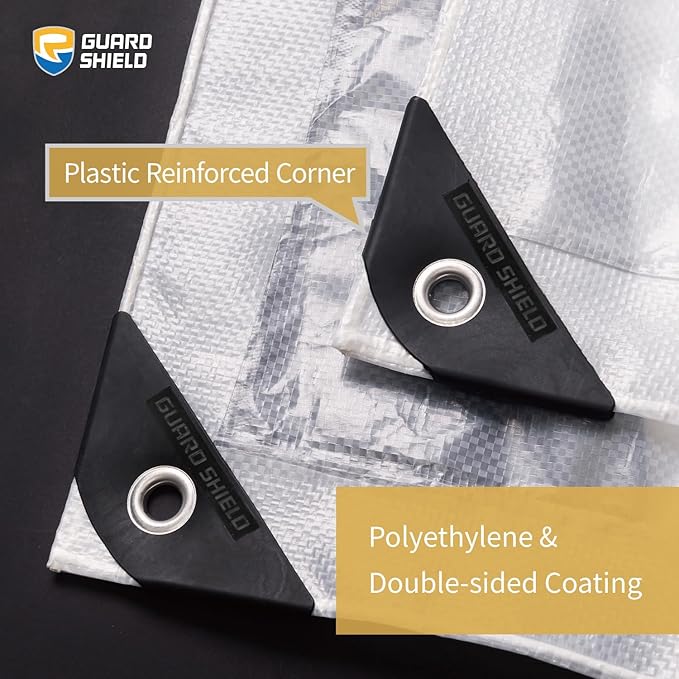 GUARD SHIELD Clear Tarp Heavy Duty 8x20 Feet Waterproof for Outdoor Garden Poly Cover UV Resistant Transparent Tarpaulin10mil