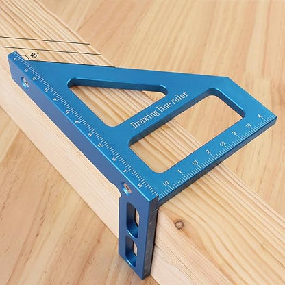 6" Imperial 3D Multi-Angle Measuring Ruler,45/90 Degree Aluminum Alloy Woodworking Square Protractor,Drawing Line,Miter Triangle Ruler High Precision Layout Measuring Tool for Woodworking