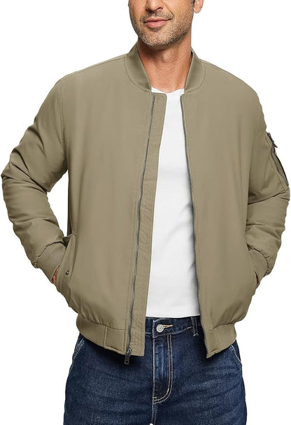 TBMPOY Men's Fall Jacket Winter Windbreaker Bomber Zip Up Padded Softshell Warm Windproof Casual Coat