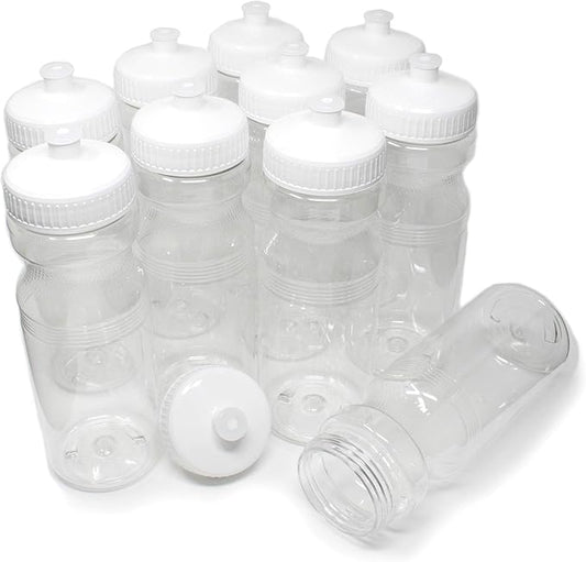 Rolling Sands 24 Ounce BPA-Free Plastic Water Bottles, Set of 10, Made in USA