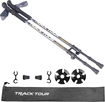 Carbon Fiber Trekking Poles Ultra Lightweight Hiking Poles Walking Sticks with Cork and EVA Foam Grips Quick Adjustable Flip Locks